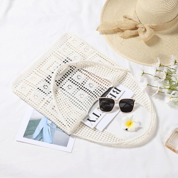 Women's Creamy Shoulder Shopping Handbag Casual Travel Totes Fold Able Bags - Picture 5 of 7